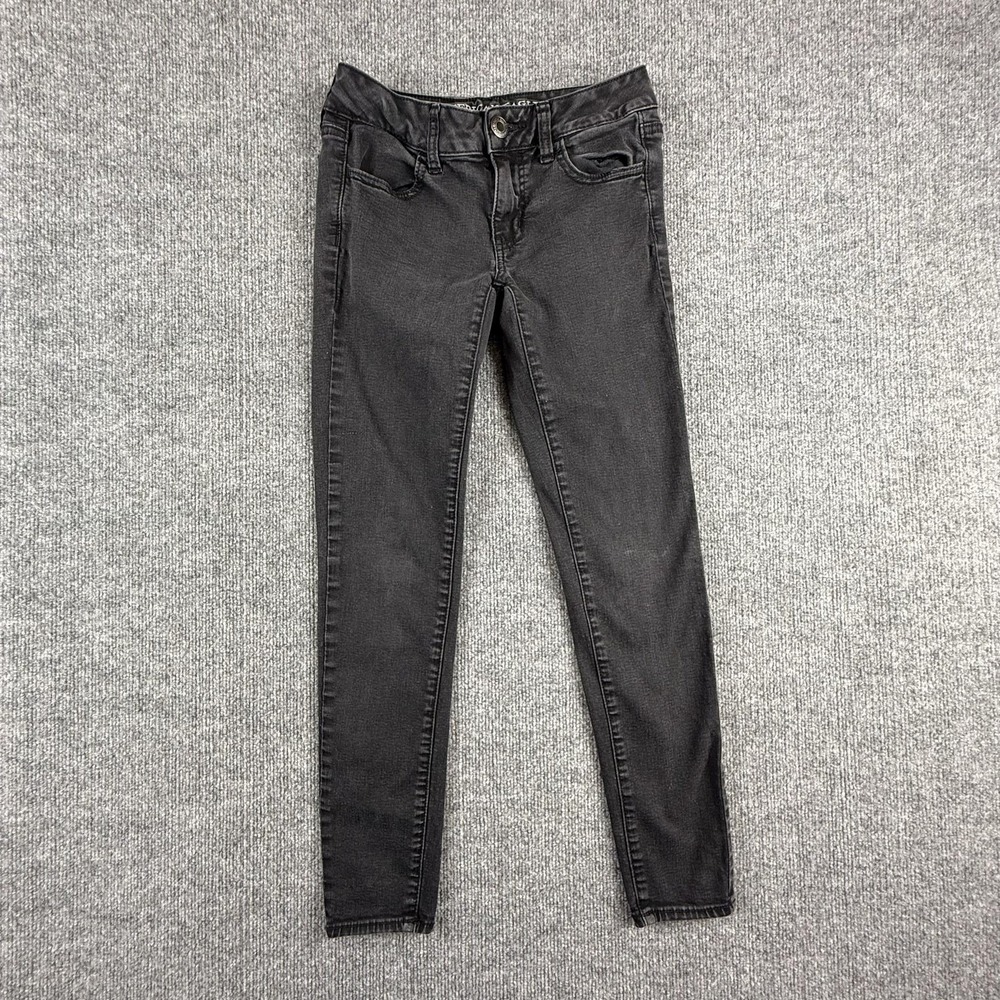 American Eagle Jegging Jeans Womens 2‎ Short Charcoal Wash Super Stretch Denim
